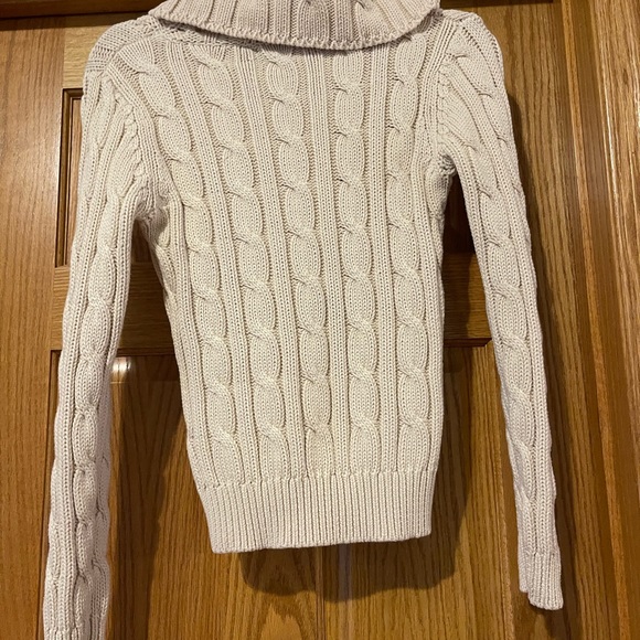Daisy Fuentes Cream Cable Knit Long Sleeve Cowl Turtleneck Sweater Size M - Picture 5 of 5
